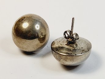 Vintage Large Sterling Silver Ball Earrings