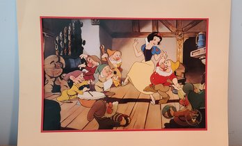 Disney Lithograph Of Snow White And The Seven Dwarves