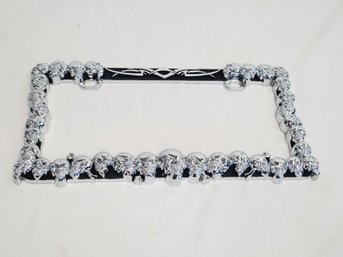 Chrome Skulls License Plate Holder