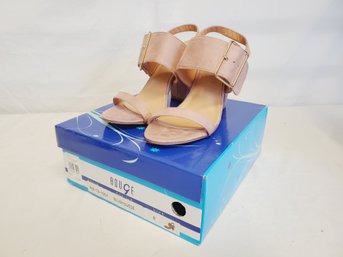 Ladies Rouge Blush Suede Size 8 Heeled Sandals In Box