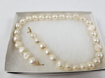 Button Coin Pearl Necklace 38 Pearls 16 Inch