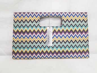 Giannini Multi-colored Chevron Print Clutch New