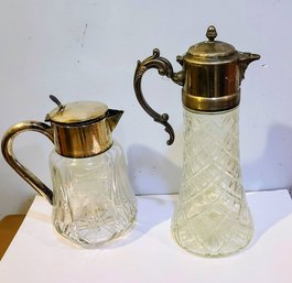 Vintage Victorian Silver Plate Wine Pourer And Water Pitcher