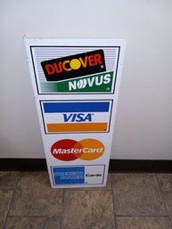 36 Inch Double Sided Metal Flanged Credit Card Sign