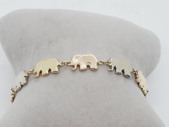 Vintage Ladies 14K Tri-Color Solid Gold Elephant Link 7in Bracelet, Yellow White Rose Gold 7.8 DWT (Bag A)