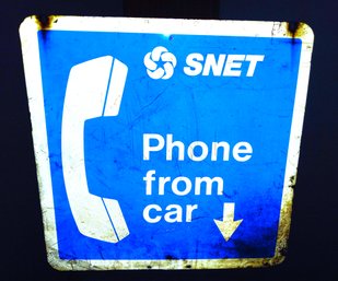 Vintage Double Sided SNET Telephone Metal Sign 24 X 24