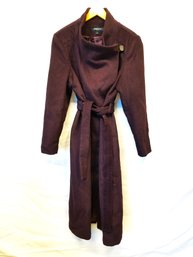 Women's KENNETH COLE New York Belted Wool Full Length Trench Coat Size 14P