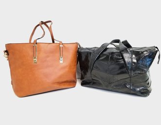 Isabella Large Tote Handbag & Black Charles David Large Patent Satchel Handbag