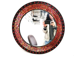 Unique 20' Round Mosaic Tile & Gemstone Wall Mirror