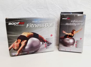 Body Fit Fitness Ball & Inflatable Stability Ring  System 6 - New In Original Box