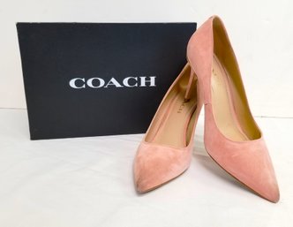 Women's Gorgeous COACH 'wiley' Watermelon Suede Pointed Toe High Heels Size 8.5 - With Box