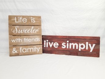 Set Of Two Rustic Wood Uplifting Farmhouse Hanging Wall Decor