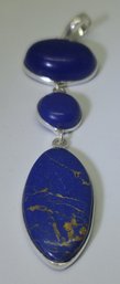 Silver Plated Lapis Lazuli Triple Pendant ~ 2 3/8 Total Length