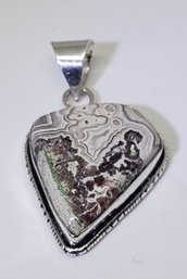 Silver Plated Beautiful Crazy Lace Pendant ~ 7/8 X 7/8