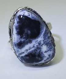 Silver Plated Size 10 Dendrite Opal Ring