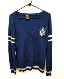 Harry Potter Women's Ravenclaw House Open Front Cardigan Juniors Knit Sweater Size Large