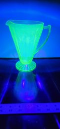 Vintage Uranium Glass Water Pitcher