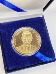 Barack Obama Gold Plated  Presidential Proof 44th Presidential Coin In Display Case