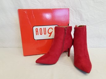 NEW Women's Bright Red ROUGE 'emma' High Heel Side Zip Ankle Boots Size 7.5M - With Box