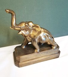 Vintage Brass Elephant Statue On Base