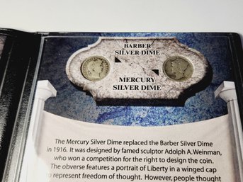 1916 SILVER Double Dated Dimes  Folder With 1916 Barber Dime And Mercury Dime   (108 Years Old)