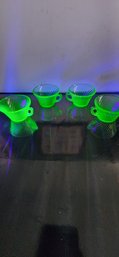 4 Uranium Glass Coffee Cups