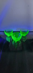 3 Uranium Glass Coffee Cups