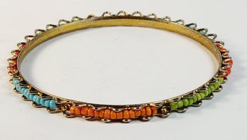 Vintage Beaded Multi-colored Bangle Bracelet