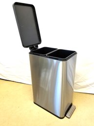 Stainless Steel Dual Compartment Trash Can & Recycle Bin With Foot Pedal