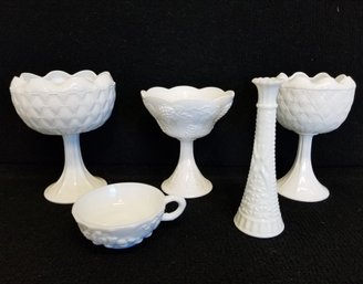 Set Of 5 Vintage Milk Glass Home Accent & Tabletop Pieces