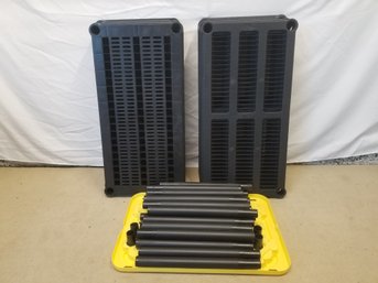 Two Shelving Units 4 Shelves Black Plastic Shelving Units