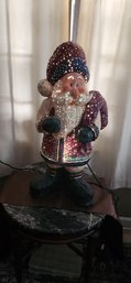 30' Tall Fiber Optic Wooden Santa Claus