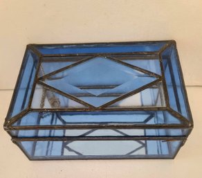 Antique Blue Glass Jewelry Box