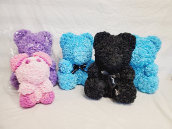 Adorable Handmade Floral Roses Colorful Decorative Teddy Bears