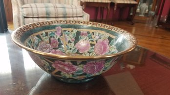 Decorative Flower Pattern Porcelain Bowl, 9'