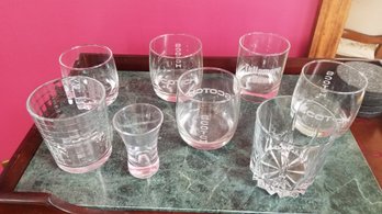 Bar Glassware, Miscellaneous Pieces, 8 With A Shot Glass