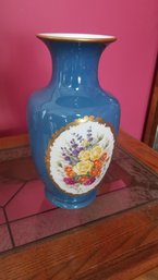 Decorative Ceramic Blue Vase, 10'H
