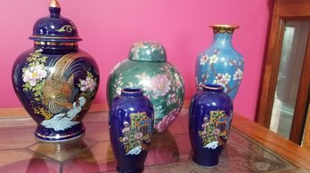 Beautiful Lot Of Asian Inspired Vases, 5 Pieces