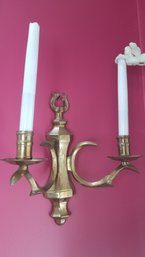 Pair Of Wall Sconces With Candles, 12'H