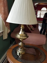 Pair Of (2) Brass Style Table Lamps With Shades - 30H