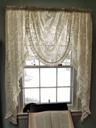 Set Of 3 Lace Swag Valances, For Window Size 38' X 53'H