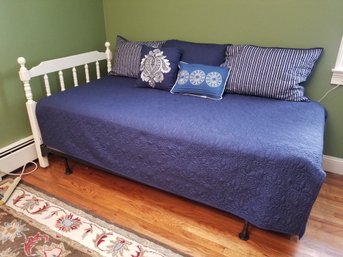 Twin Bed With Head Board And Mattress, Comforter And Pillows, 77 X 36H X 38