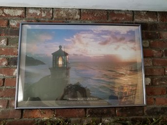 Framed Lighthouse Poster Print 37 X 25