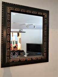 Mirror With Beveled Glass And Carved Wood Fame, 23 X 27