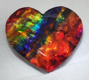 Beautiful 40.50 Ct Heart Shaped Natural Ammolite Gemstone ~ 30mm X 28mm X 6mm