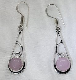 Silver Plated Rose Quartz Earrings