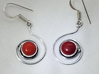 Silver Plated Coral Earrings