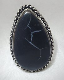 Silver Plated Size 7 Spider Septarian Ring ~ 1' X 5/8