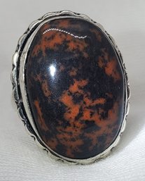 Silver Plated Size 6 Mahogany Jasper Ring ~ 3/4 X 5/8