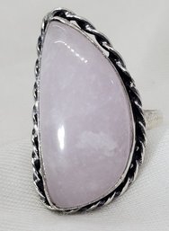 Silver Plated Size 9 Rose Quartz Ring ~ 1' X 1/2'